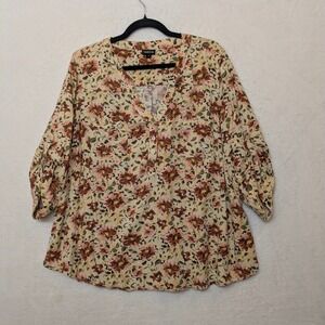 Torrid Floral Print Boho Peasant Blouse‎ Size 3 Rayon Romantic